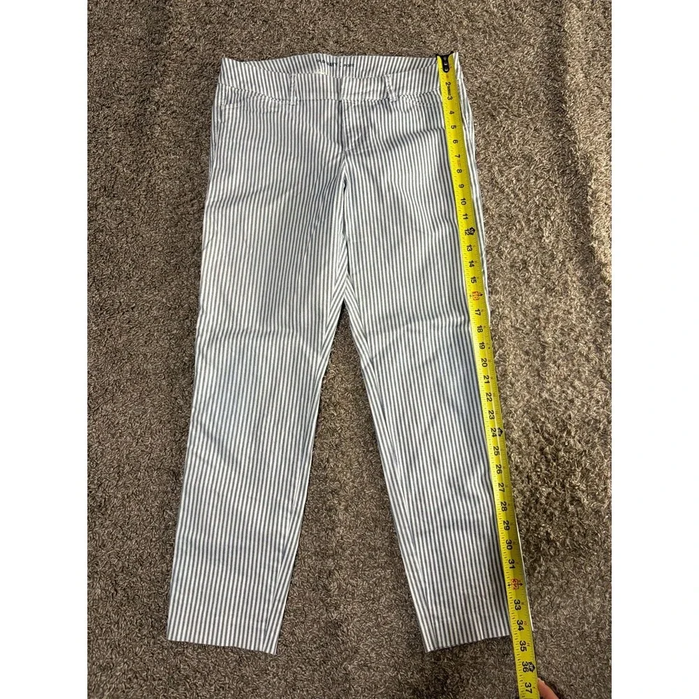 Old Navy Pixie Pants Blue White Vertical Stripe Chino Ankle Dress Pants